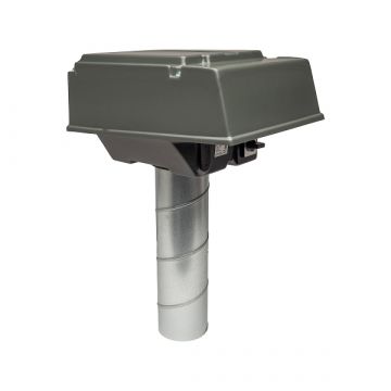 Voor/zijaanzicht van de Orcon MPV-10W pijpdakventilator