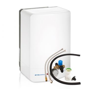 Vooraanzicht van de Itho Daalderop Close-up keukenboiler - 15 liter - met aansluitset