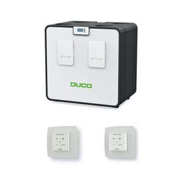 Duco DucoBox Energy Comfort WTW D325 randaarde met CO2 sensor en bedieningsschakelaar