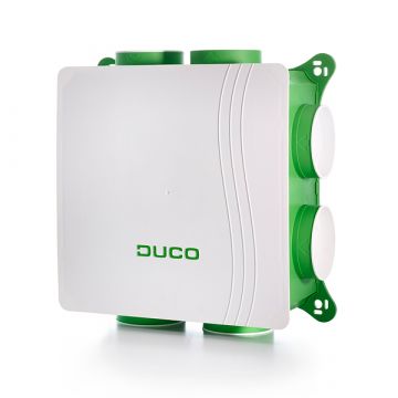 Vooraanzicht van de Duco DucoBox Silent Connect ventilatiebox - Eurostekker