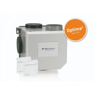 Totaalpakket van de Itho Daalderop ventilatiebox CVE-S ECO HE Optima2 - 2x CO₂-bedieningssensor - Eurostekker