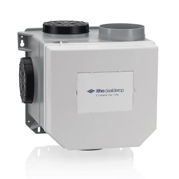 Vooraanzicht van de Itho Daalderop ventilatiebox CVE-S ECO SE - Vochtsensor - Eurostekker