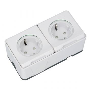 Schneider Electric Mureva IP55 2 voudig wandcontactdoos polarwit