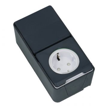 Schneider Electric Mureva IP55 wandcontactdoos + wisselschakelaar grijs