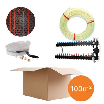 Vloerverwarmingspakket 100m² - noppenplaat - warmtepomp