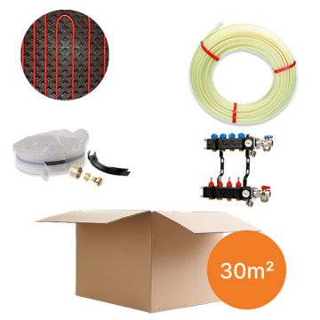 Vloerverwarmingspakket 30m² - noppenplaat - warmtepomp