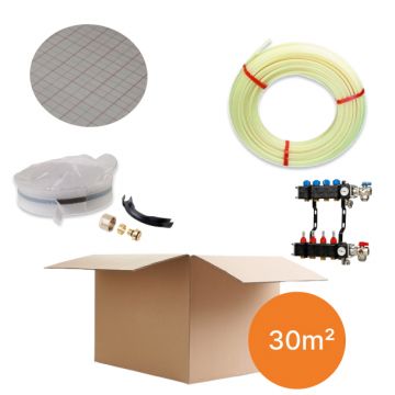 Vloerverwarmingspakket 30m² - tackerplaat - warmtepomp