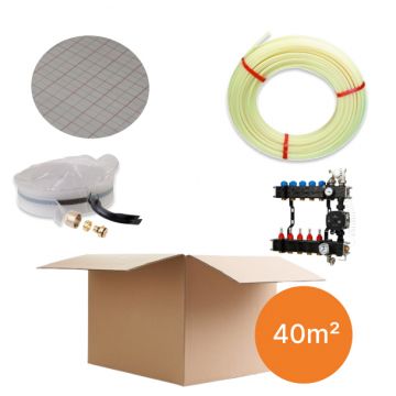 Vloerverwarmingspakket 40m² - tackerplaat - warmtepomp