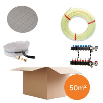 Vloerverwarmingspakket 50m² - tackerplaat - warmtepomp