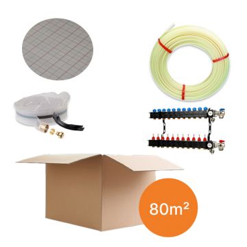 Vloerverwarmingspakket 80m² - tackerplaat - warmtepomp