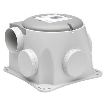 Vooraanzicht van de Zehnder ComfoFan Silent ventilatiebox - Eurostekker