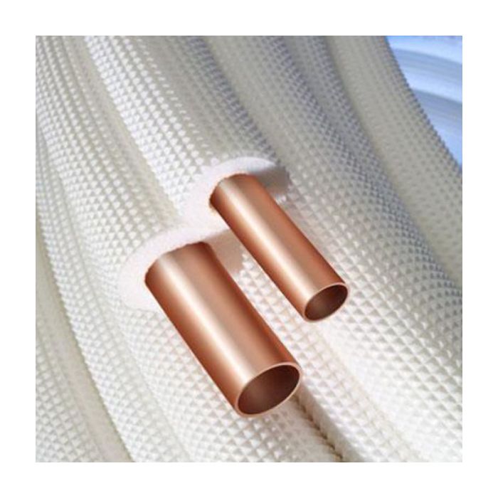Halcor geïsoleerde twintube koelleiding 1/4" x 1/2" - zonder flare - rol 25 meter