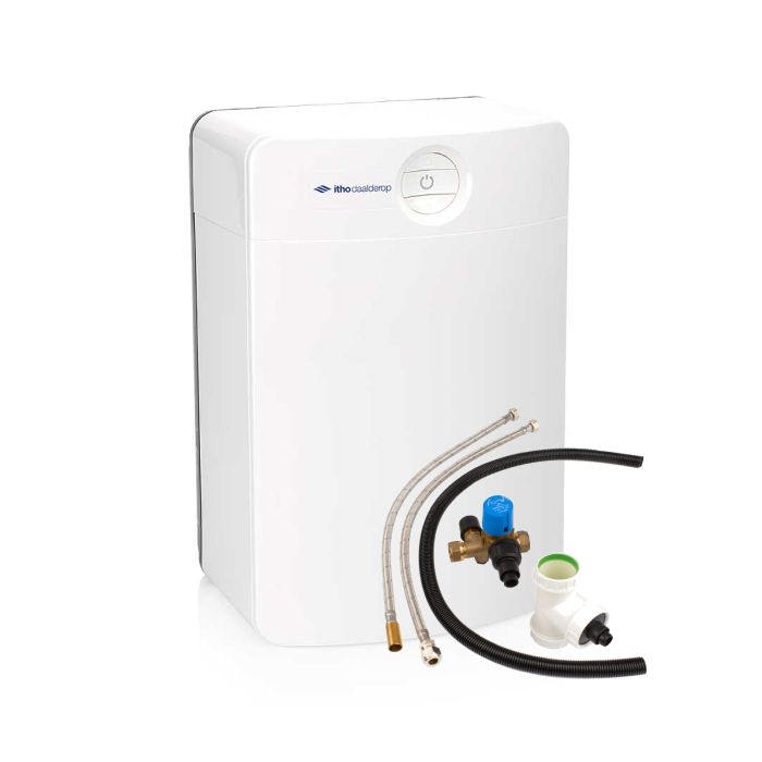 Vooraanzicht van de Itho Daalderop Close-in Smart keukenboiler - 15 liter - met aansluitset