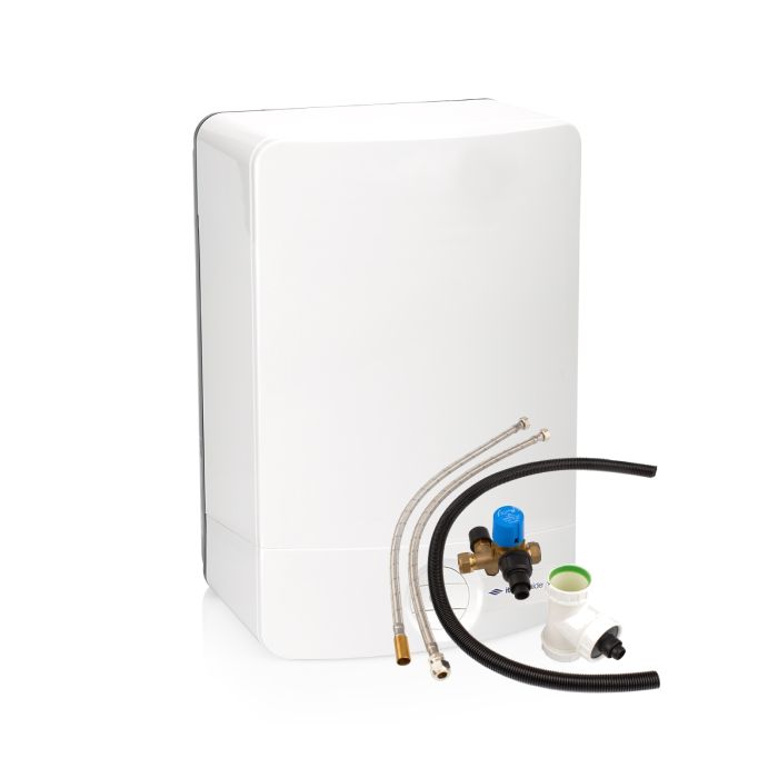 Vooraanzicht van de Itho Daalderop Close-up Smart keukenboiler - 10 liter - met aansluitset