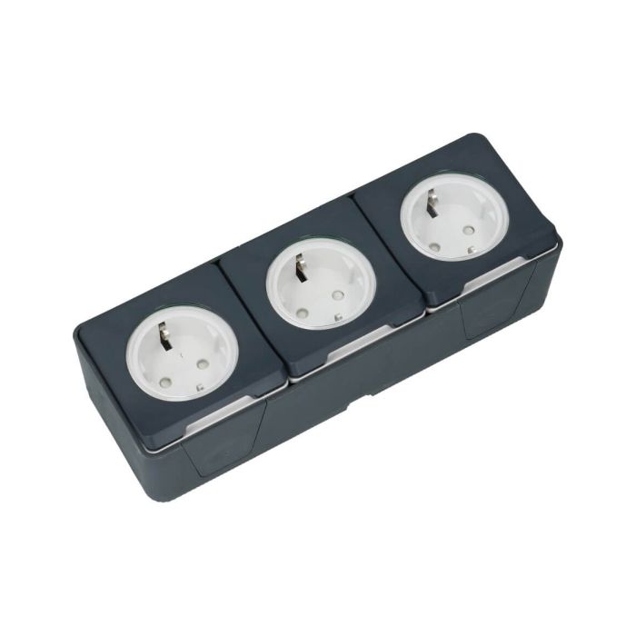 Schneider Electric Mureva IP55 3 voudig wandcontactdoos grijs