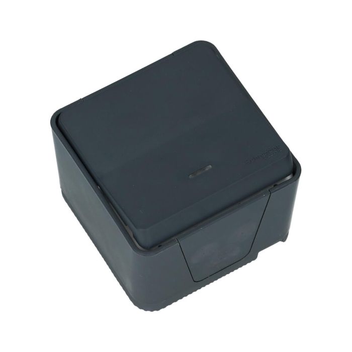 Schneider Electric Mureva IP55 wisselschakelaar met controle lamp grijs