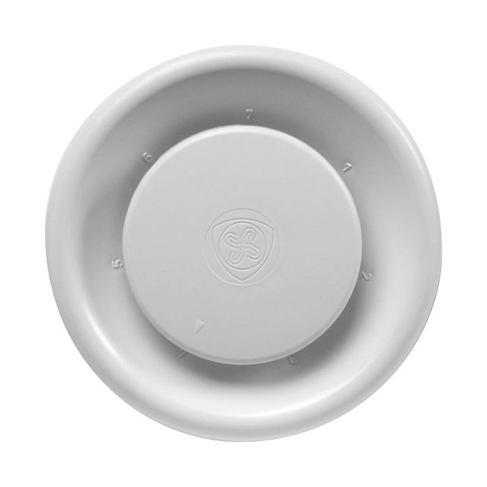 Vooraanzicht van de Zehnder ComfoValve STK 1-100/125 afvoerventiel