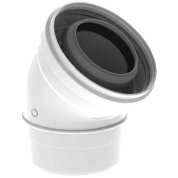 Burgerhout Twinsafe rookgasbocht 45° PP - 60/100 - wit