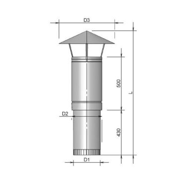 Burgerhout Ventilatie Dakdoorv + Kap 400 Zwart
