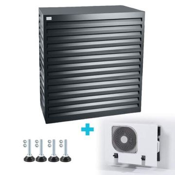 Omkasting voor airco buitendeel van Evolar in de kleur Donker antraciet gemaakt van aluminium