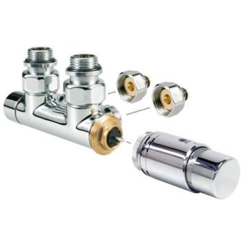 Jaga Deco Pro haakse aansluitset - knop chroom - 16x2mm