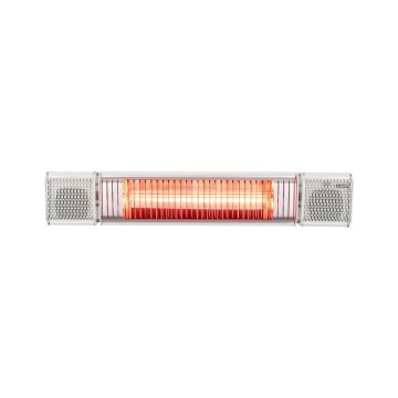 Vooraanzicht van de Eurom Heat and Beat Wit terrasverwarmer - 2000W