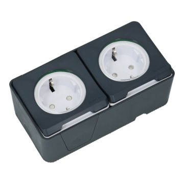 Schneider Electric Mureva IP55 2 voudig wandcontactdoos grijs