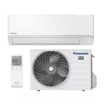 Vooraanzicht van het binnen- en buitendeel van de Panasonic TZ35-CKE split airco 3,5kW