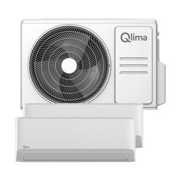 Vooraanzicht van de Qlima SCM 52 Duo-split inclusief voorgevulde leidingen