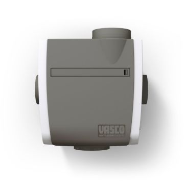 Vooraanzicht van de Vasco C400RF ventilatiebox - Afstandsbediening - Eurostekker
