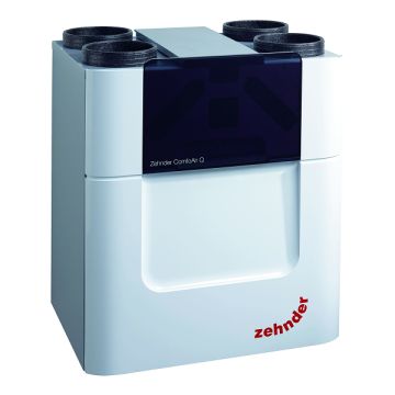Vooraanzicht van de Zehnder WTW ComfoAir Q450 L/R met RF - Randaarde