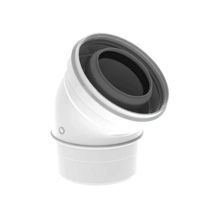 Burgerhout Twinsafe rookgasbocht 45° PP - 60/100 - wit