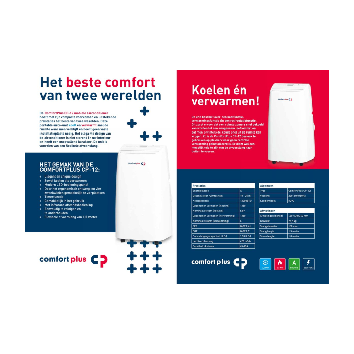 Comfortplus CP-12 mobiele airco 12.000BTU 3,5kW
