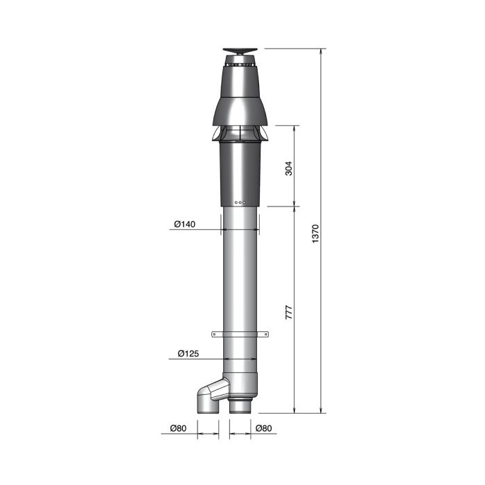 Burgerhout Skyline 3000 HR dakdoorvoer 80/80 mm aluminium zwart