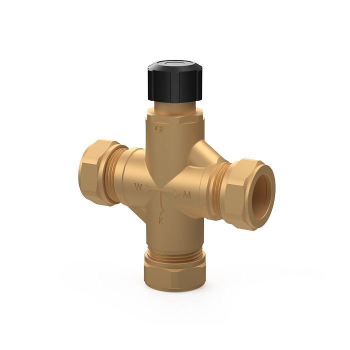 DUCO Thermostatisch Mengventiel T-MIX DN20 - 3 x 22 knel
