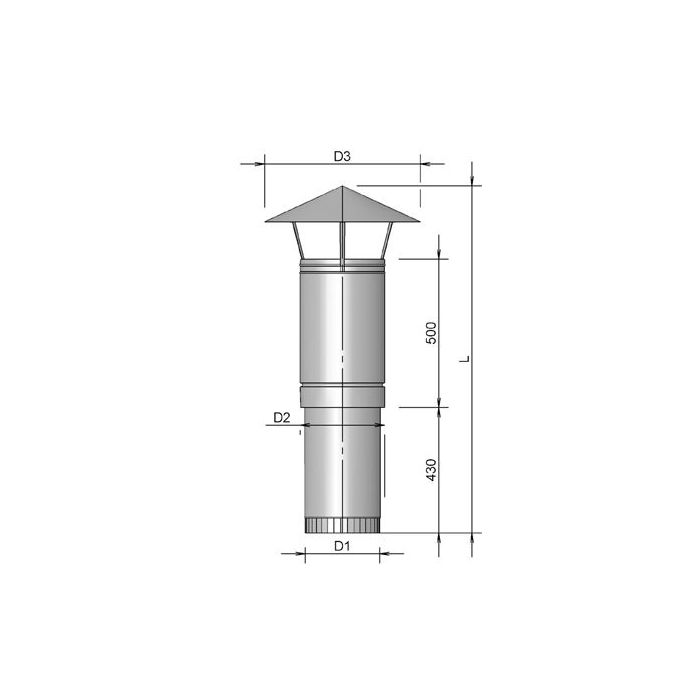 Burgerhout Ventilatie Dakdoorv + Kap 350 Zwart