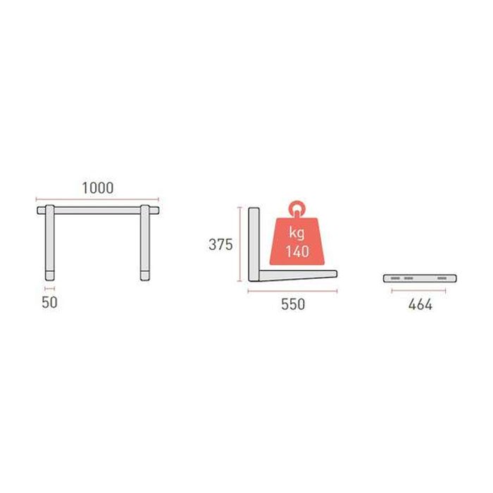 Rodigas wandbeugel MS219 met inschuifrail - voor airco's tot 140kg - wit