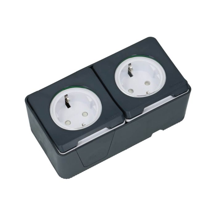 Schneider Electric Mureva IP55 2 voudig wandcontactdoos grijs