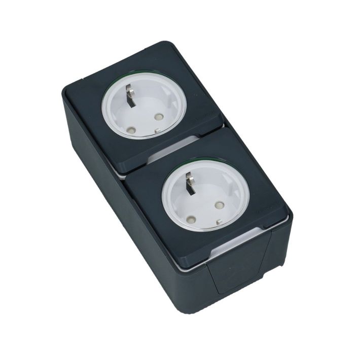 Schneider Electric Mureva IP55 2 voudig wandcontactdoos grijs - verticaal