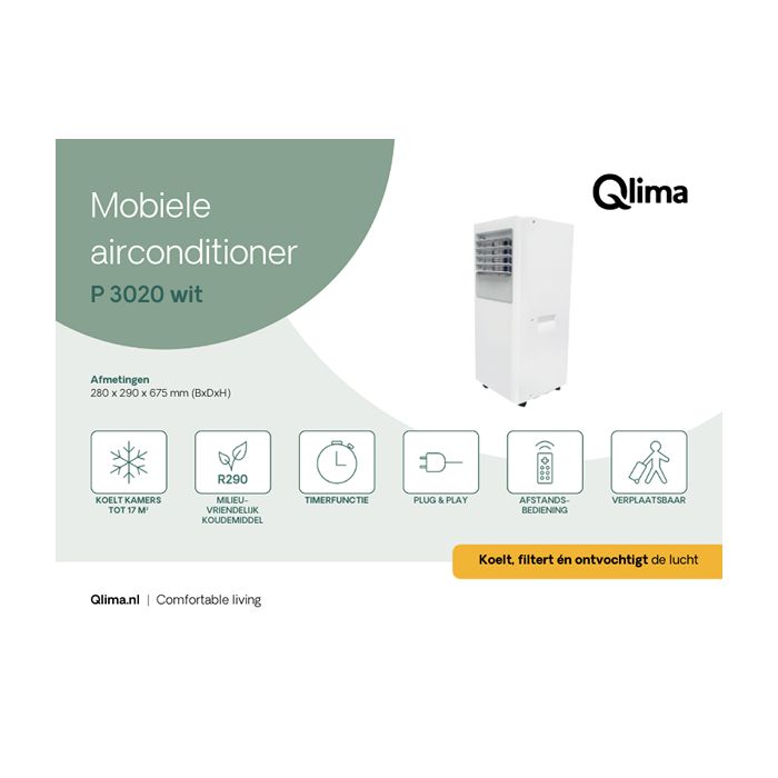 Qlima P3020 mobiele airco - 2kW