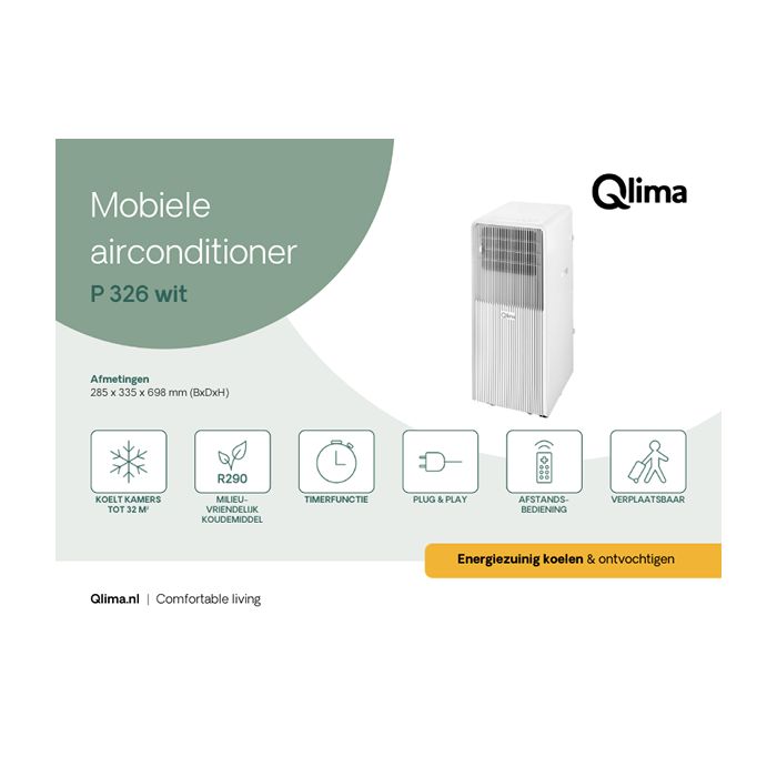 Qlima P326 mobiele airco - 2,6kW