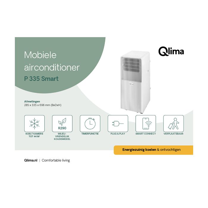 Qlima P335 Smart mobiele airco - 3,5kW