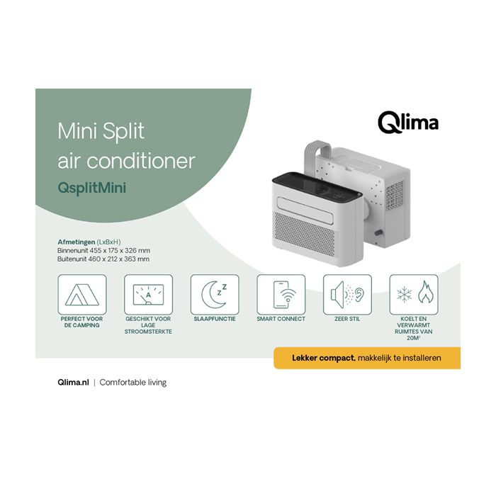 Qlima QsplitMini Split Airco 1,46kW - voor caravan of camper