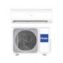 Vooraanzicht van het binnen- en buitendeel van de Haier Pearl split airco 3.5kW met R290 koudemiddel