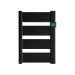 Vooraanzicht van de Masterwatt Vera Black badkamerradiator - 500W - H728 L531 Vooraanzicht van de Masterwatt Vera Black badkamerradiator - 500W - H728 L531